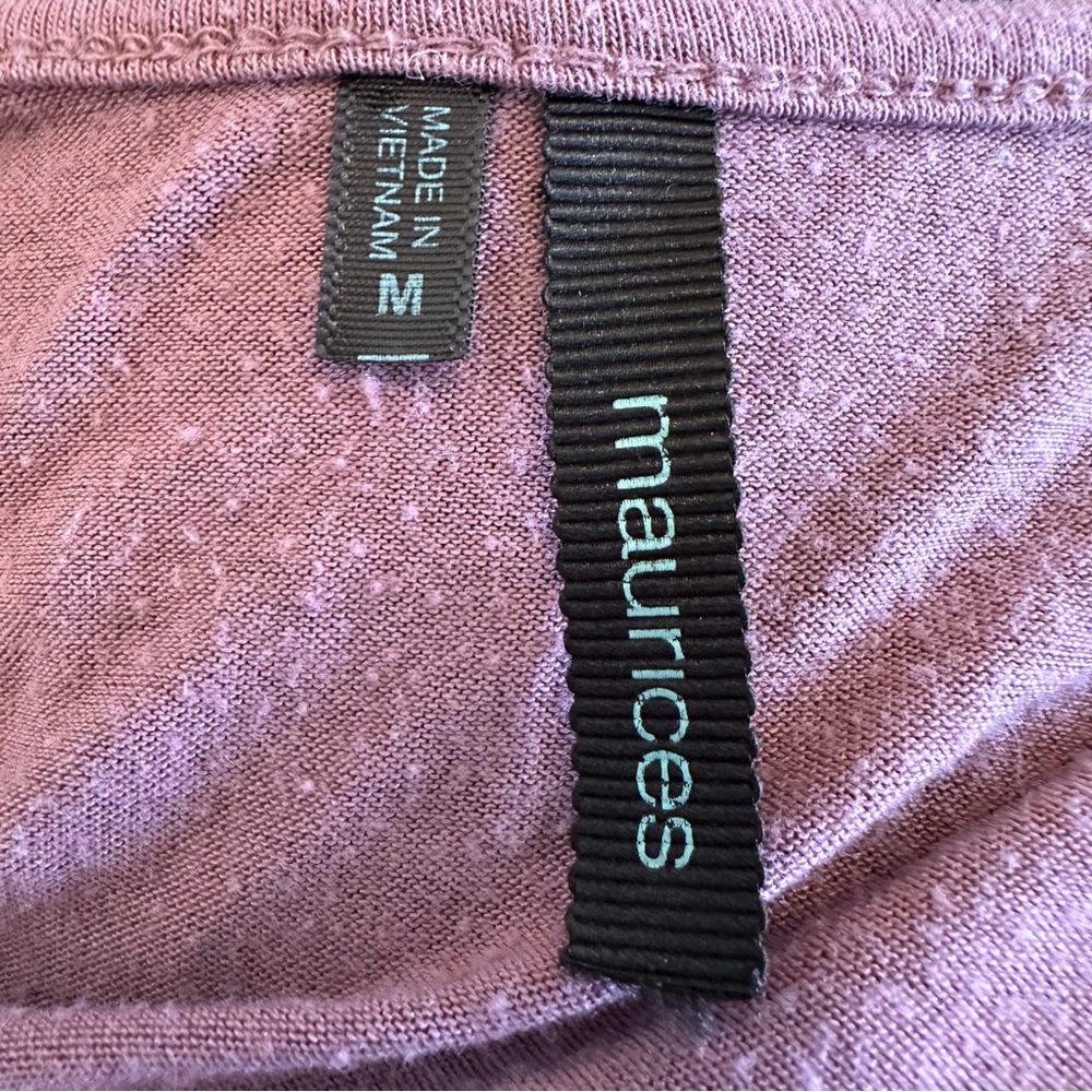 Maurices Dusty Mauve Ruffle Front Top Ruched Boho Glam Blouse | Medium - Picture 4 of 8